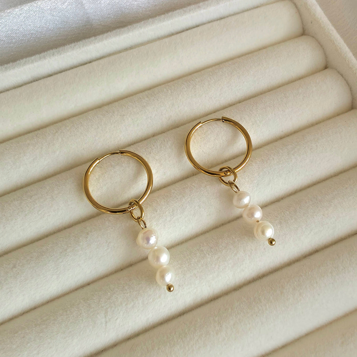 Pearl drop hoops