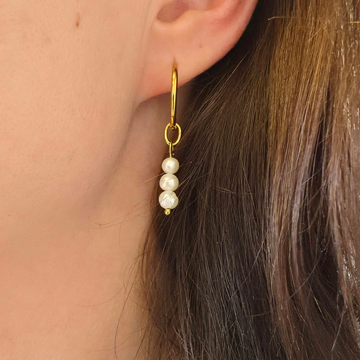 Pearl drop hoops