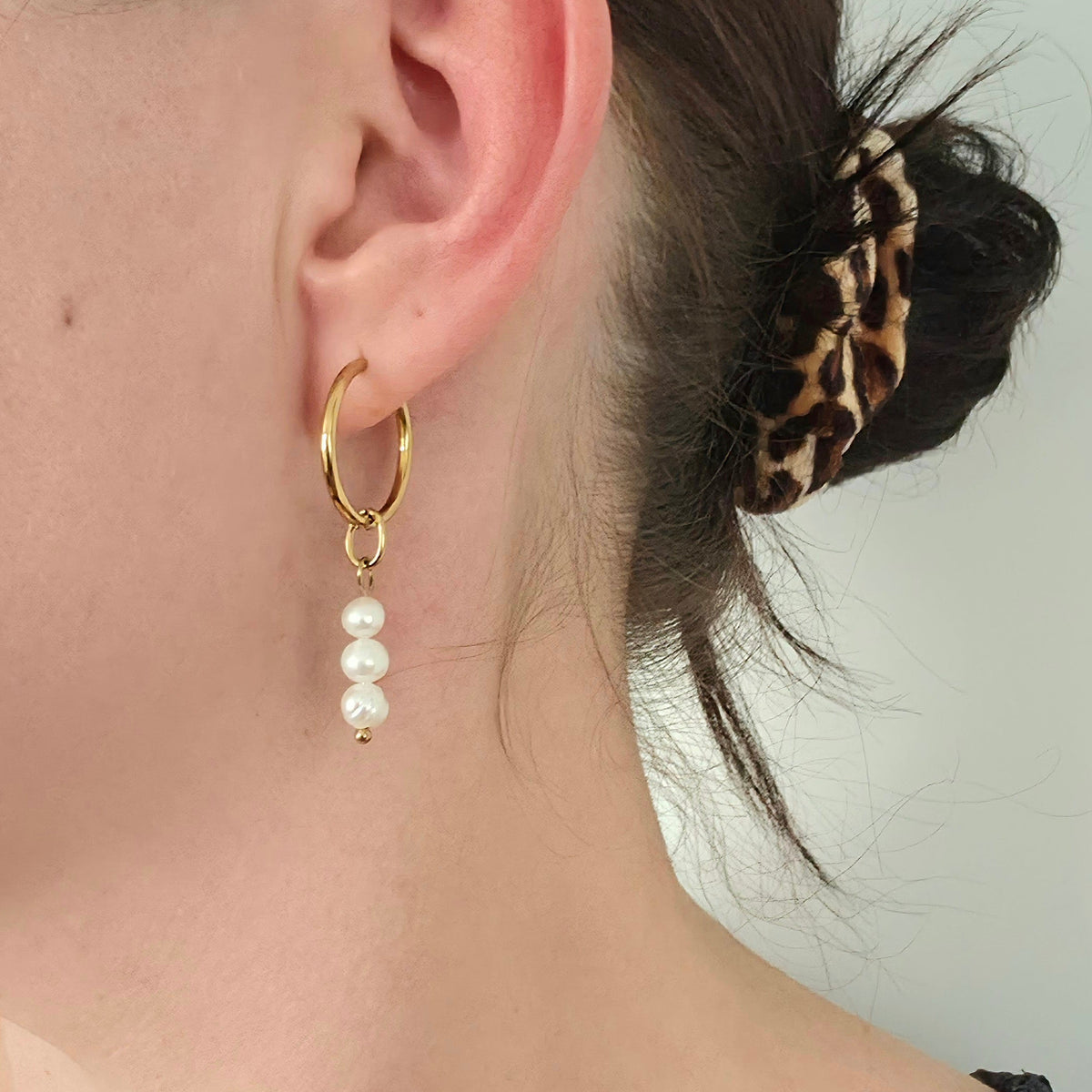 Pearl drop hoops