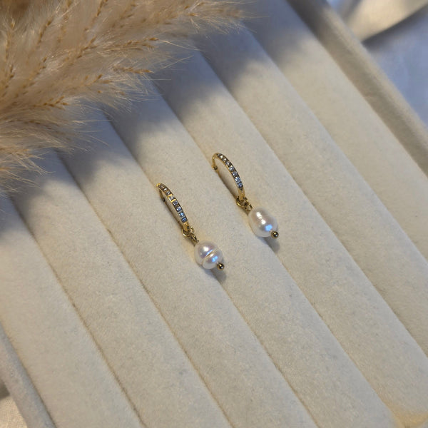 Luna pearl hoops 12mm